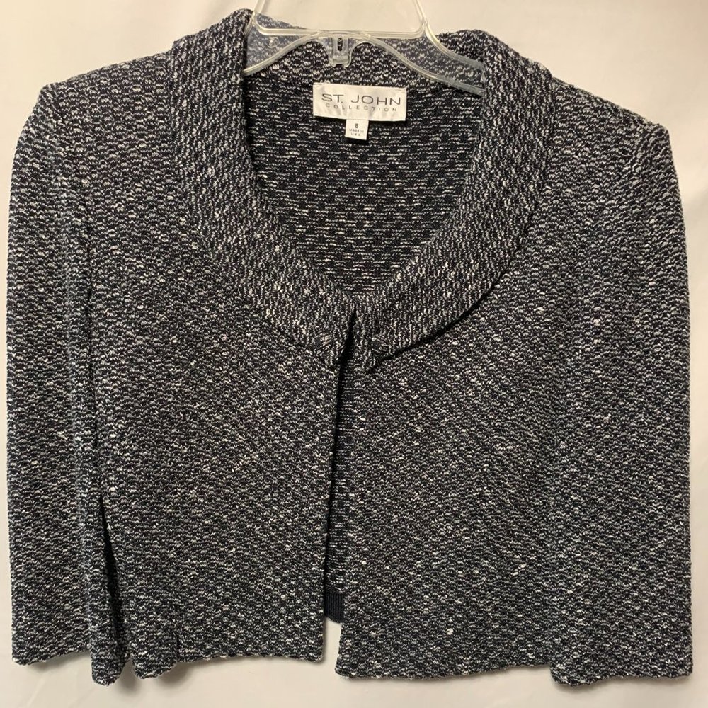 St John Collection Knit Bolero Tweed Black/White Jacket